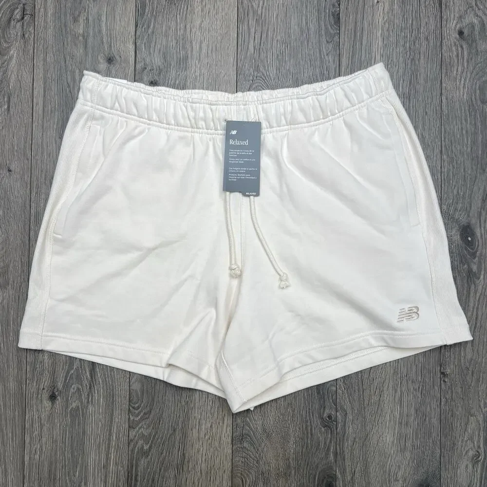 New Balance Shorts Size Large Mens Permafrost Yellow Tan French Terry 5